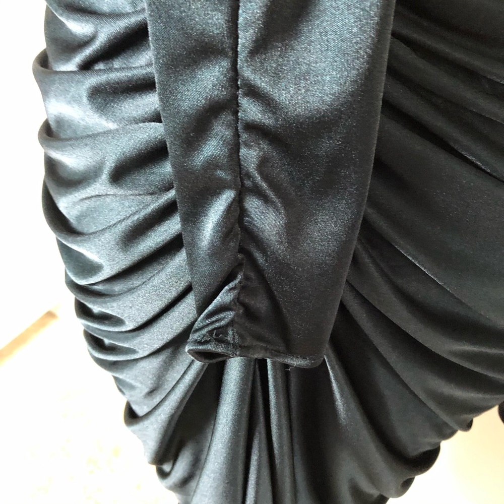 NIGHT MOVES rushed black vintage cocktail elegant Dress S - Picture 10 of 10